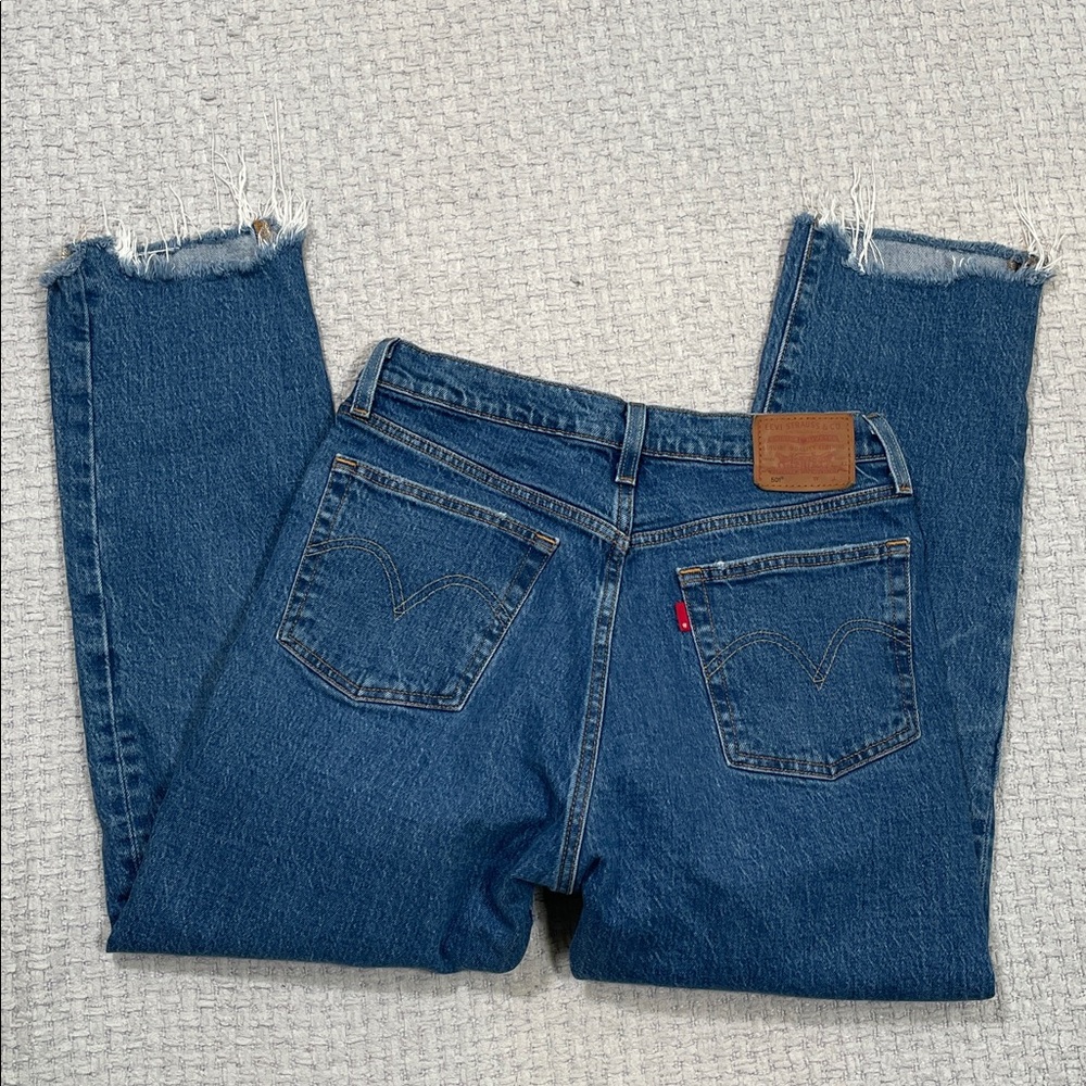 Levi's 501 High Rise Straight Cropped Denim Jeans Button Fly Women's Size 28